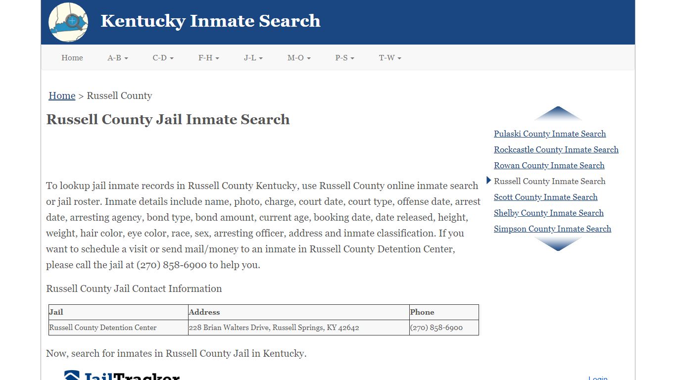 Russell County Jail Inmate Search